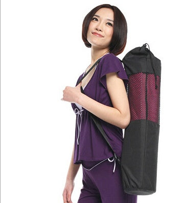 Mesh Yoga Bag Black Portable Carrier with Adjustable Strap | Washable Nylon Tool Bag for Pilates and Yoga (Mat Not Included)