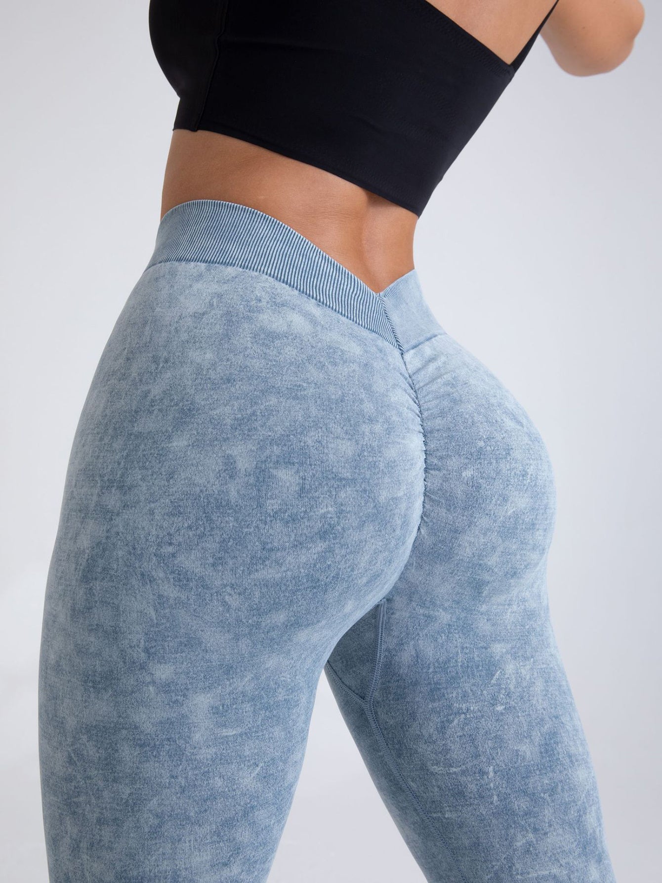 V-Back Scrunch Butt Leggings - High Waist Seamless Gym Yoga Pants for Women