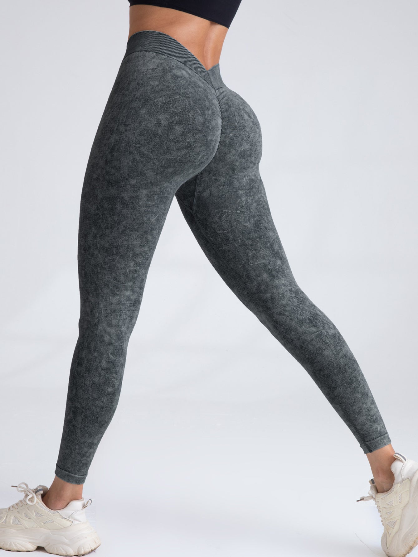 V-Back Scrunch Butt Leggings - High Waist Seamless Gym Yoga Pants for Women