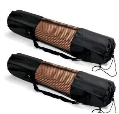 Mesh Yoga Bag Black Portable Carrier with Adjustable Strap | Washable Nylon Tool Bag for Pilates and Yoga (Mat Not Included)